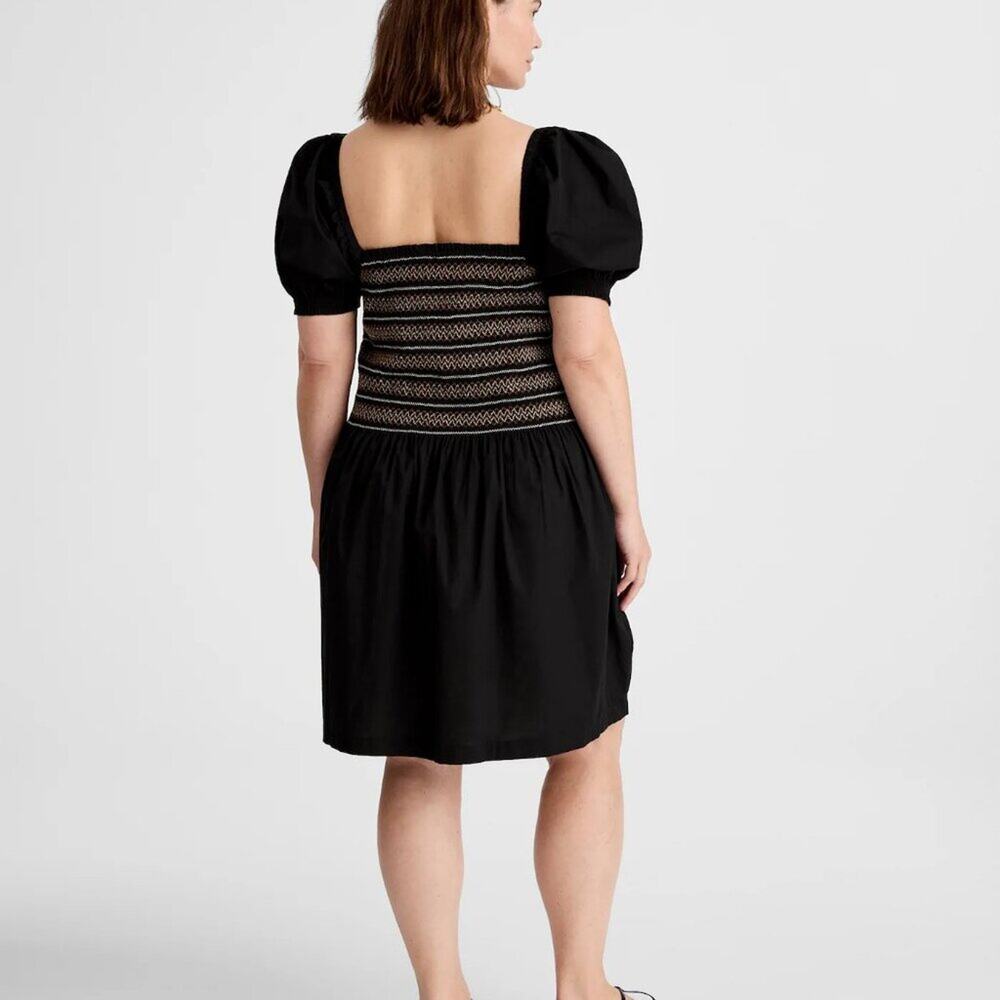 NWT Madewell Juliette Poplin Puff-Sleeve Mini Dress Black S - Picture 3 of 3
